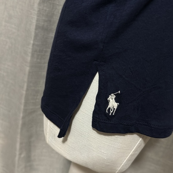 NWT Ralph Lauren Polo Short Sleeve T-Cotton Sz m-Navy-Notched Side Hem-V Neck - Picture 10 of 16